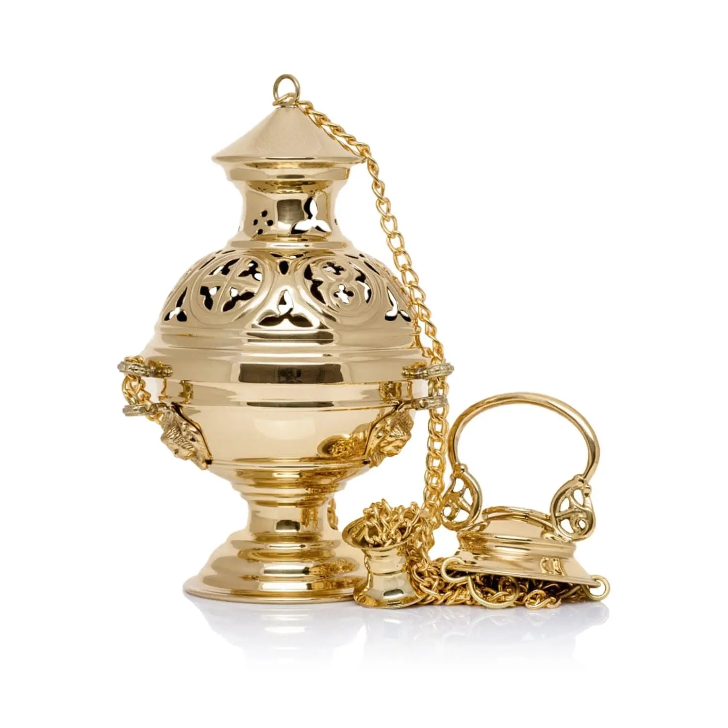 Brass Thurible with Angel Motifs – 25 cm