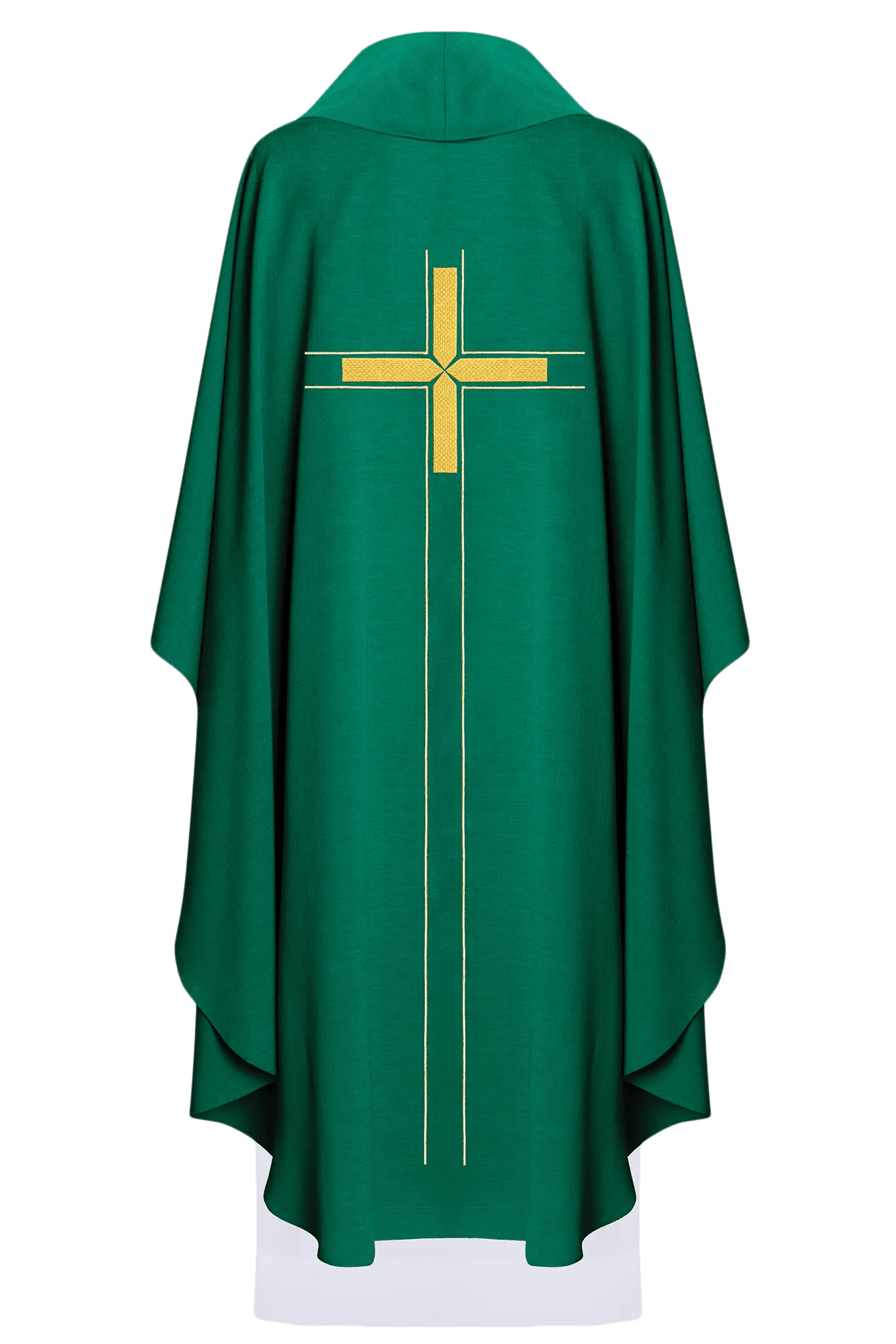 Green chasuble embroidered in minimalist design